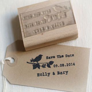 bird and blossom save the date stamp by beautiful day