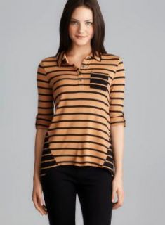 Romeo & Juliet Couture Tab Sleeve Contrasting Stripe Top Romeo & Juliet 3/4 Sleeve Shirts