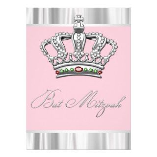 Elegant Pink Princess Bat Mitzvah Invitation