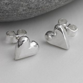 silver heart stud earrings by alisonbaxterjewellery