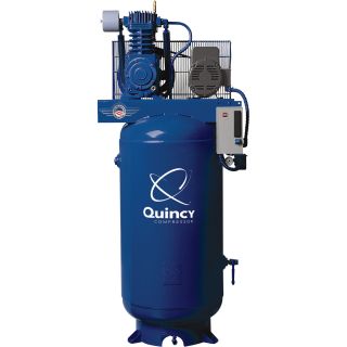 Quincy Compressor Reciprocating Air Compressor — 7.5 HP, 230 Volt Single Phase, 80-Gallon Vertical Tank, Model# 271CS80VCB  20   29 CFM Air Compressors