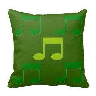 Green Music Notes Theme Pillow Cushion