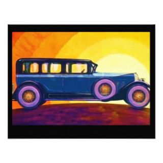 Vintage Automobile Rainbow Sunset Invitations