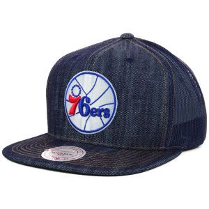 Philadelphia 76ers Mitchell and Ness NBA Denim Trucker Hat