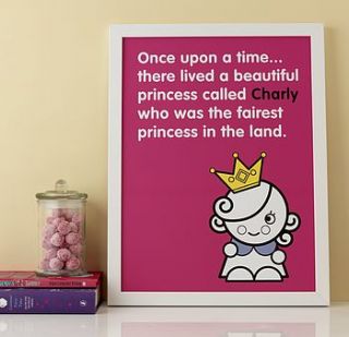 personalised princess story print by rosie may creative