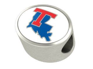 Louisiana Tech Bulldogs Collegiate Bead Fits Most European Style Bracelets Including Chamilia, Zable, Troll and More. High Quality Bead in Stock for Immediate Shipping. Officially Licensed Jewelry