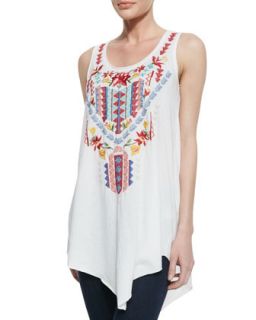 Womens Ruby Embroidered Asymmetric Tunic,   Johnny Was Collection