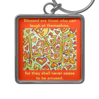 Laugh Word Quote Glitter Art Painting Keychain