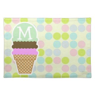 Pastel Colors, Polka Dot; Ice Cream Cone Placemat