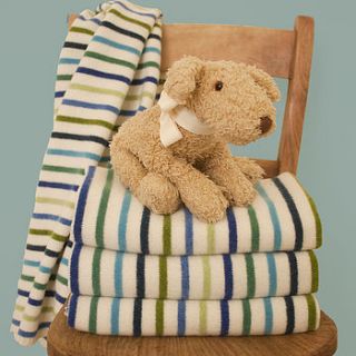 boys multi stripe lambswool baby blanket by tuppence and crumble