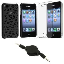 Black Case/ Screen Protector/ Audio Cable for Apple iPhone 4S Eforcity Cases & Holders