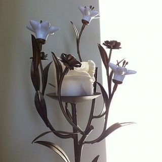 tall porcelain and metal floral candleholder by the forest & co