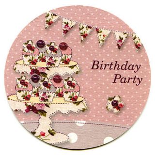 vintage florals party coaster invitations by aliroo