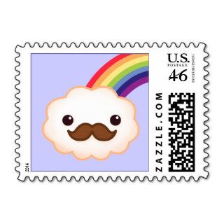 Kawaii vanilla mustache cloud and rainbow stamps