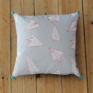 planes pom pom square cushion by sparrow + wolf