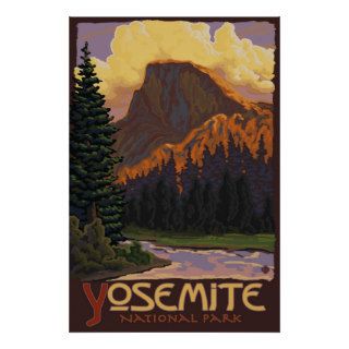 Yosemite National Park   Half Dome Travel Poster