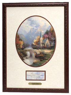 Mountain Chapel Framed Print by Thomas Kinkade —
