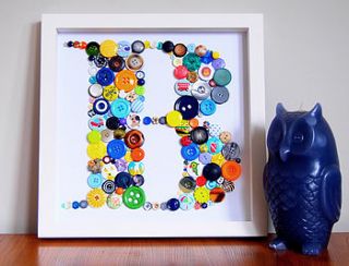 framed child's alphabet button artwork by hello geronimo