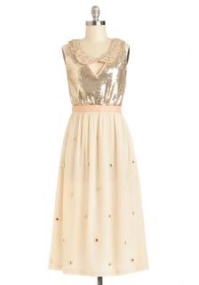 Lauren Moffatt Lauren Moffatt Gold Lang Design Dress  Mod Retro Vintage Dresses