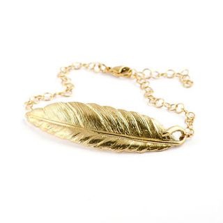 brass feather bracelet by frillybylily