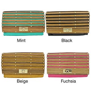 'Brooke' Wooden Paneled Clutch Bag Clutches & Evening Bags