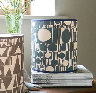 binary hand screen printed drum lampshade by mintprint
