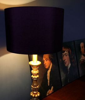 handmade gold lined lampshade in damson by love frankie