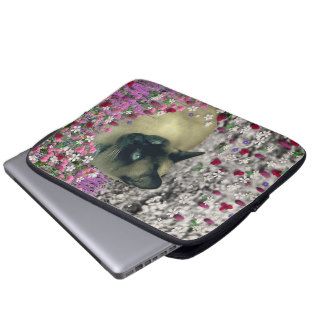 Stella in Flowers I – Chocolate Cream Siamese Cat Laptop Sleeves