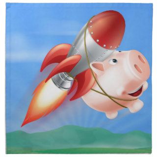 Flying Rocket Piggy Bank Napkin