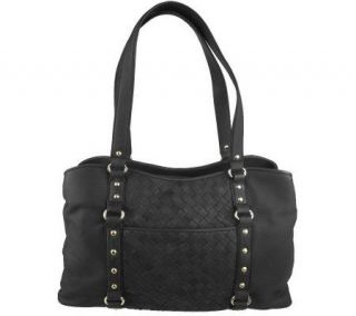 Maxx New York Leather East/West Tote with Woven Center —