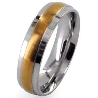 West Coast Jewelry Stainless Steel Gold plated Center Grooved Band Ring West Coast Jewelry Men's Rings