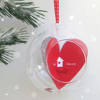 personalised glass 'first christmas' bauble by sweet dimple