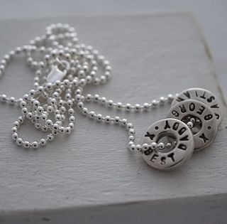 personalised silver washer necklace by dizzy