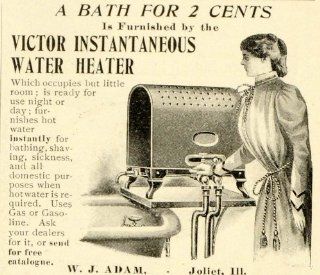 1899 Ad Victor Instantaneous Water Heater Antique W. J. Adam Household Appliance   Original Print Ad  