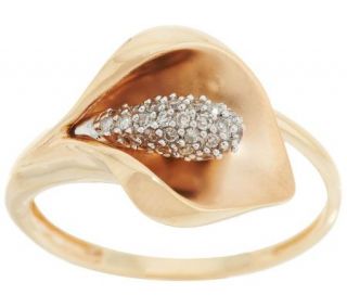 Polished and Satin Finish Calla Lily Diamond Ring 14K Gold —