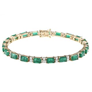 D'Yach 14k Yellow Gold 1 1/3ct TDW Diamond and Zambian Emeralds Bracelet D'Yach Gemstone Bracelets