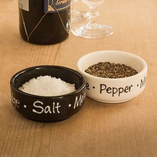 personalised salt and pepper bowls by hannah berridge