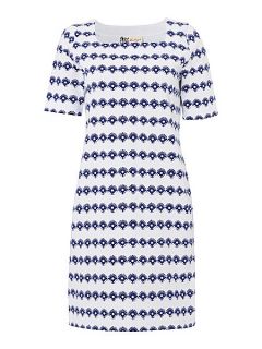 Boutique by Jaeger Stripe Flower Breton Dress Blue