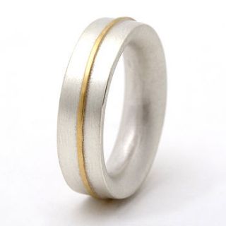 medium sterling silver ring with 18ct gold detail by tlk