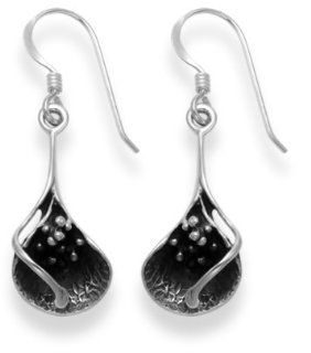 Heather Needham, Sterling Silver Calla Lily Drop Earrings   Size 18mm X 10mm Max. Oxidised Finish. Jewelry