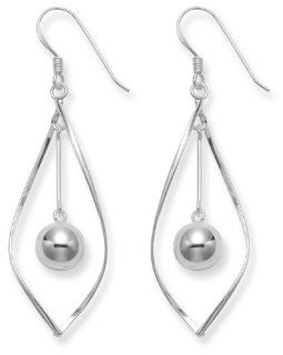 Heather Needham, Sterling Silver Open Twist Earrings With Dangling Ball   Size 36mm X 16mm Jewelry