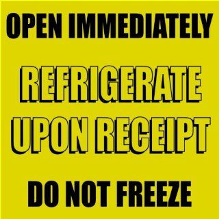 Polar Tech TAL544 Pressure Sensitive Permanent Adhesive Label, "OPEN IMMEDIATELY REFRIGERATE UPON ARRIVAL DO NOT FREEZE", 4" Length x 4" Width, Black on Yellow (Roll of 500)
