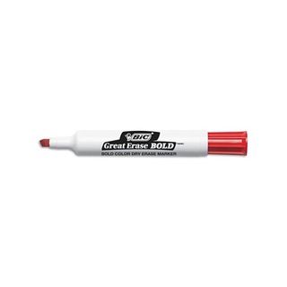 Great Erase Bold Dry Chisel Tip Red Erase Markers (Dozen) BIC Board Markers