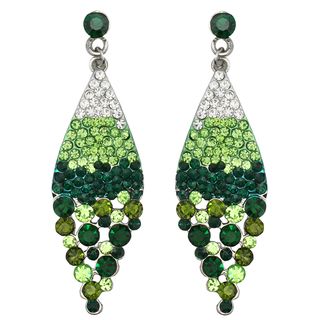 Kate Marie Silvertone Rhinestone Green Leaf Design Fashion Earrings Kate Marie Fashion Earrings