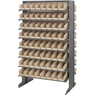 Quantum Storage Double Sided Rack With 128 Bins — 24in. x 36in. x 60in. Size, Ivory, Model# QPRD-101 IV  Double Sided Bin Units