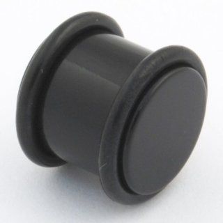 One Acrylic Plug 1 1/2"g 3/8" Black (SOLD INDIVIDUALLY. ORDER TWO FOR A PAIR.) Inc. Halftone Bodyworks Jewelry