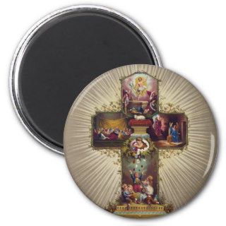 Cross with Biblical Scenes Children & Easter Eggs Magnets