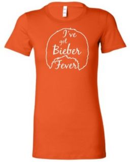 Orange Juniors I've Got Bieber Fever Justin Novelty T Shirt   S Clothing