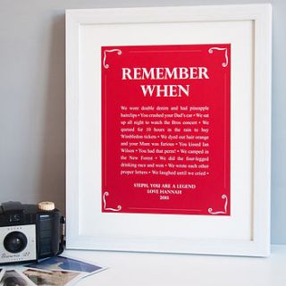 personalised 'remember when' print by elephant grey