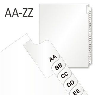 Letters AA ZZ   26 Alphabet Tabs (1 Bank of 26 Letters), Legal Tabs 8.5" x 11" 80# Index (Mylar Reinforced Binding Edge), 8.5" x 11"  Binder Index Dividers 